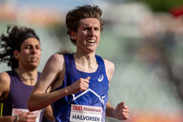 260610 Andreas Fjeld Halvorsen of Norway competes in men™s 1500 meter national final during the Diamond League athletics competition Bislett Games on June 10, 2026 in Oslo. Photo: Marius Simensen BILDBYRAN COP 238 MM0071 bbeng friidrett friidrott athletics diamond league bislett games 2026 bislett games norge norway