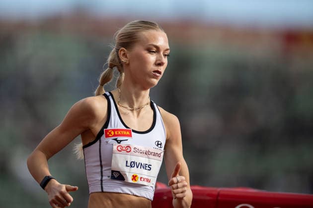 260610 Anne Lovnes of Norway competes in women™s 1500 meter national final during the Diamond League athletics competition Bislett Games on June 10, 2026 in Oslo. Photo: Marius Simensen BILDBYRAN COP 238 MM0071 bbeng friidrett friidrott athletics diamond league bislett games 2026 bislett games norge norway
