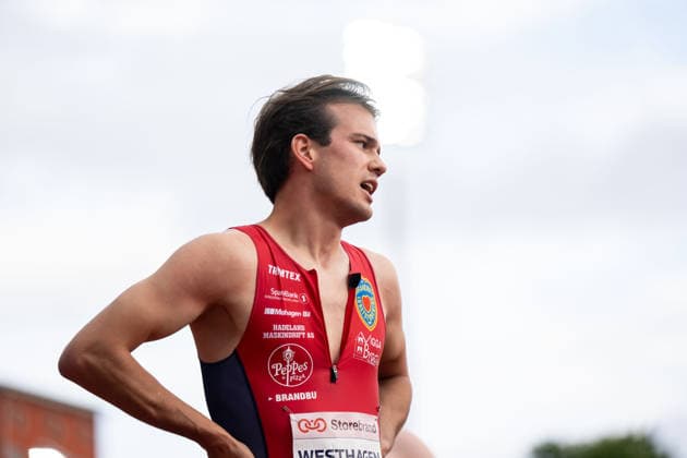 260610 Markus Westhagen of Norway after men™s 800 meter national final during the Diamond League athletics competition Bislett Games on June 10, 2026 in Oslo. Photo: Marius Simensen BILDBYRAN COP 238 MM0071 bbeng friidrett friidrott athletics diamond league bislett games 2026 bislett games sverige