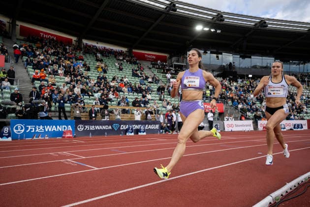 260610 Elise Lasser of Belgium competes in women™s 800 meter national during the Diamond League athletics competition Bislett Games on June 10, 2026 in Oslo. Photo: Jon Olav Nesvold BILDBYRAN COP 217 MM0071 bbeng friidrett friidrott athletics diamond league bislett games 2026 bislett games norge norway