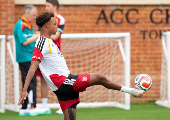Assan Ouedraogo (Deutschland, 25) nimmt am Training. USA, Deutsche Fussballnationalmannschaft, Training, Winston-Salem, 10.06.2026 USA, Deutsche Fussballnationalmannschaft, Training, Winston-Salem, 10.06.2026 Winston-Salem