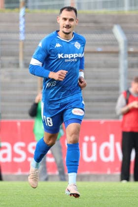 10.06.2026, xrekx, Fussball Relegation Regionalliga Suedwest , FK Pirmasens - VfR Mannheim v.l. Luka Dimitrijevic (FK Pirmasens) Elfmeter verschossen (DFL DFB REGULATIONS PROHIBIT ANY USE OF PHOTOGRAPHS as IMAGE SEQUENCES and or QUASI-VIDEO) Pirmasens