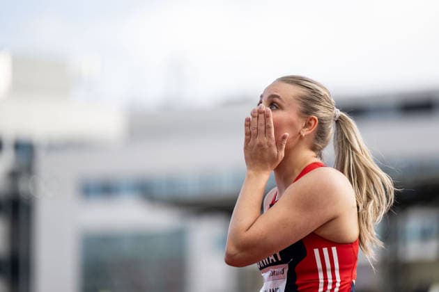 260610 Ida-Louise overland of Norway after women™s 100 meter para final during the Diamond League athletics competition Bislett Games on June 10, 2026 in Oslo. Photo: Marius Simensen BILDBYRAN COP 238 MM0071 bbeng friidrett friidrott athletics diamond league bislett games 2026 bislett games norge norway