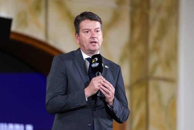 Sandro Kirchner (Staatssekretaer im bayrischen Innenministerium) GER, Auslosung zur IHF Handball-Weltmeisterschaft der Maenner 2027, 10.06.2026, GER, Auslosung zur IHF Handball-Weltmeisterschaft der Maenner 2027, 10.06.2026 Muenchen
