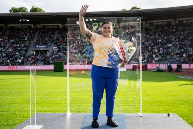 260610 Chase Jackson of USA during celebrates after winning women™s shot put final during the Diamond League athletics competition Bislett Games on June 10, 2026 in Oslo. Photo: Jon Olav Nesvold BILDBYRAN COP 217 MM0071 bbeng friidrett friidrott athletics diamond league bislett games 2026 bislett games norge norway jubel
