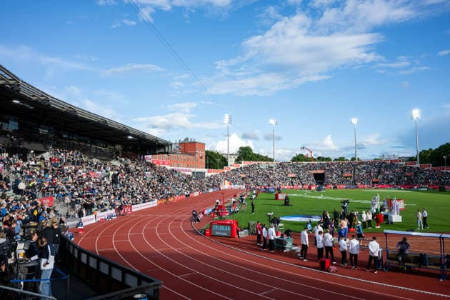 260610 Spectators in the stands during the Diamond League athletics competition Bislett Games on June 10, 2026 in Oslo. Photo: Marius Simensen BILDBYRAN COP 238 MM0071 bbeng friidrett friidrott athletics diamond league bislett games 2026 bislett games norge norway publik