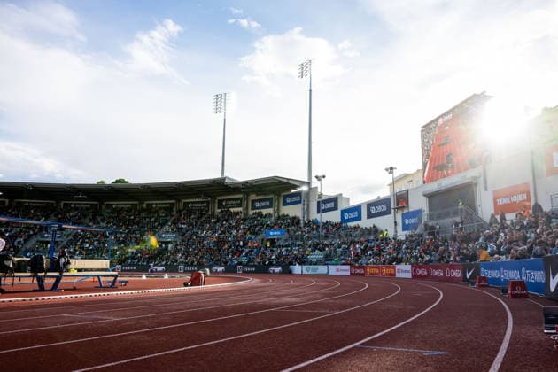 260610 Spectators in the stands during the Diamond League athletics competition Bislett Games on June 10, 2026 in Oslo. Photo: Marius Simensen BILDBYRAN COP 238 MM0071 bbeng friidrett friidrott athletics diamond league bislett games 2026 bislett games norge norway publik