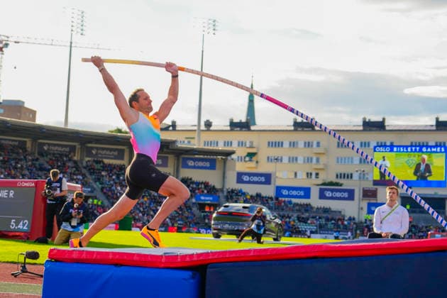 Athletics Bislett Games 2026 Oslo 20260610 Thibaut Collett from France in the Diamond League mens pole vault at the Bislett Games at Bislett Stadium in Oslo Photo Beate Oma Dahle NTB Oslo Norway EDITORIAL USE ONLY RESTRICTED USE FOR BETTING COMPANIES  Copyright: xBeatexOmaxDahlex xNTBx