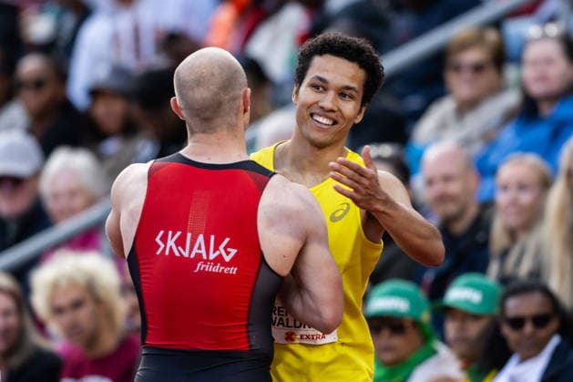 260610 Per Fremstad-Waldron of Norway after men™s 100 meter national final during the Diamond League athletics competition Bislett Games on June 10, 2026 in Oslo. Photo: Marius Simensen BILDBYRAN COP 238 MM0071 bbeng friidrett friidrott athletics diamond league bislett games 2026 bislett games norge norway