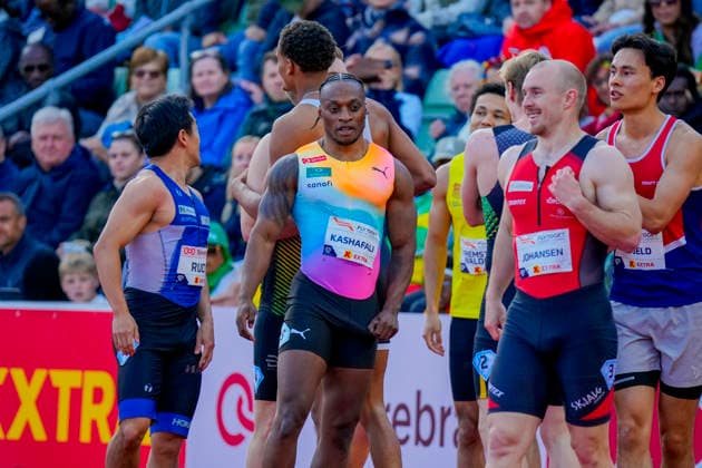 Athletics Bislett Games 2026 Oslo 20260610 Salum Ageze Kashafali from Norway in the mens 100m national event after the Bislett Games at Bislett Stadium in Oslo Photo Heiko Junge NTB Oslo Norway EDITORIAL USE ONLY RESTRICTED USE FOR BETTING COMPANIES  Copyright: xHeikoxJungex xNTBx