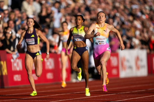 260610 Henriette Jaeger of Norway competes in women™s 400 meter final during the Diamond League athletics competition Bislett Games on June 10, 2026 in Oslo. Photo: Marius Simensen BILDBYRAN COP 238 MM0071 bbeng friidrett friidrott athletics diamond league bislett games 2026 bislett games norge norway