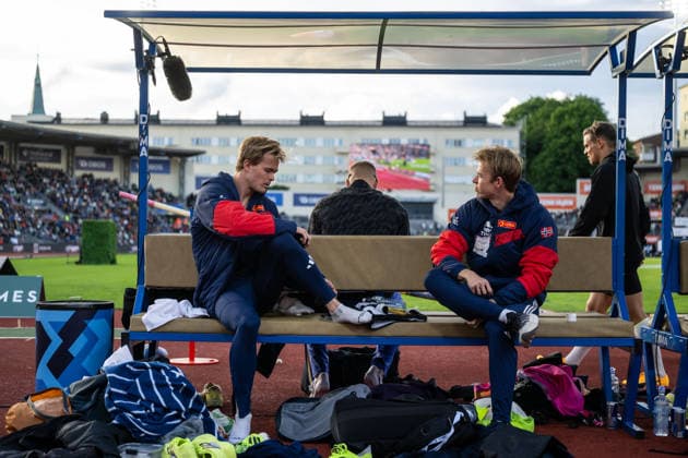 260610 Sondre Guttormsen and Simen Guttormsen of Norway compete in men s pole vault during the Diamond League athletics competition Bislett Games on June 10, 2026 in Oslo. Photo: Jon Olav Nesvold BILDBYRAN COP 217 MM0071 bbeng friidrett friidrott athletics diamond league bislett games 2026 bislett games norge norway