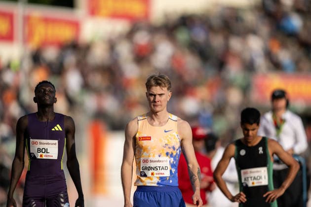 260610 Tobias Gronstad of Norway ahead of men™s 800 meter during the Diamond League athletics competition Bislett Games on June 10, 2026 in Oslo. Photo: Marius Simensen BILDBYRAN COP 238 MM0071 bbeng friidrett friidrott athletics diamond league bislett games 2026 bislett games norge norway