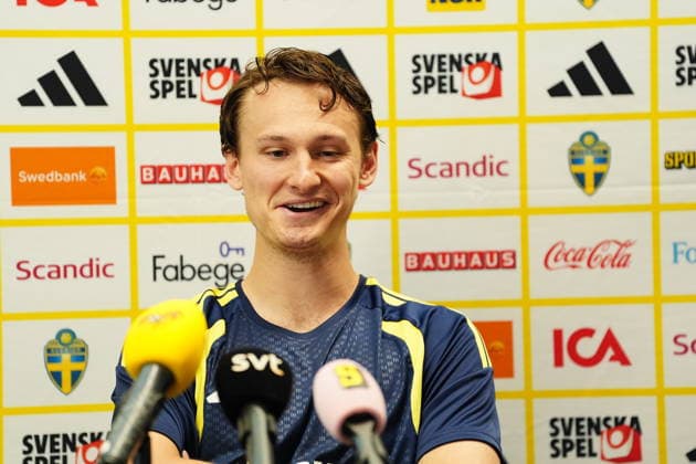 DALLAS, SWEDEN 20260610 Hjalmar Ekdal during the press conference, PK, Pressekonferenz when the men s national team, Nationalteam trains at FC Dallas Stadium on Wednesday ahead of the start of the World Cup.