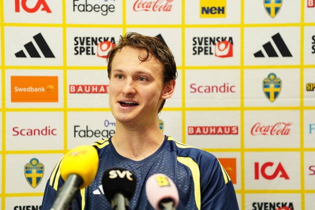 DALLAS, SWEDEN 20260610 Hjalmar Ekdal during the press conference, PK, Pressekonferenz when the men s national team, Nationalteam trains at FC Dallas Stadium on Wednesday ahead of the start of the World Cup.