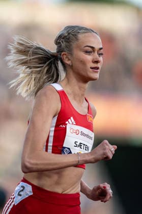 260610 Amalie Saeten of Norway competes in women™s 3000 meter during the Diamond League athletics competition Bislett Games on June 10, 2026 in Oslo. Photo: Marius Simensen BILDBYRAN COP 238 MM0071 bbeng friidrett friidrott athletics diamond league bislett games 2026 bislett games norge norway