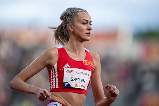 260610 Amalie Saeten of Norway competes in women™s 3000 meter during the Diamond League athletics competition Bislett Games on June 10, 2026 in Oslo. Photo: Marius Simensen BILDBYRAN COP 238 MM0071 bbeng friidrett friidrott athletics diamond league bislett games 2026 bislett games norge norway