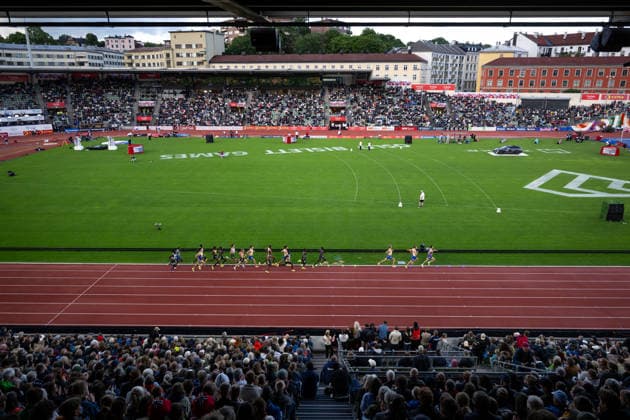 260610 General view of men™s 5000 meter race during the Diamond League athletics competition Bislett Games on June 10, 2026 in Oslo. Photo: Jon Olav Nesvold BILDBYRAN COP 217 MM0071 bbeng friidrett friidrott athletics diamond league bislett games 2026 bislett games norge norway publik