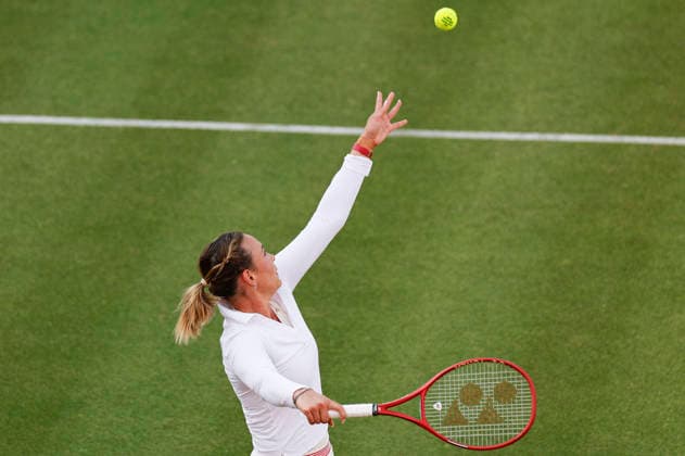 RECORD DATE NOT STATED 10th June 2026; HSBC Championships, Queens Club, West Kensington, London, England; HSBC Championships Tennis, Day One; Donna Vekic (CRO) serves to Marie Bouzkova (CZE) HongboxChen