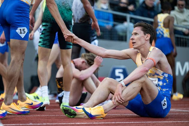 260610 Andreas Almgren of Sweden looks dejected after men™s 5000 meter during the Diamond League athletics competition Bislett Games on June 10, 2026 in Oslo. Photo: Jon Olav Nesvold BILDBYRAN COP 217 MM0071 bbeng friidrett friidrott athletics diamond league bislett games 2026 bislett games norge norway depp