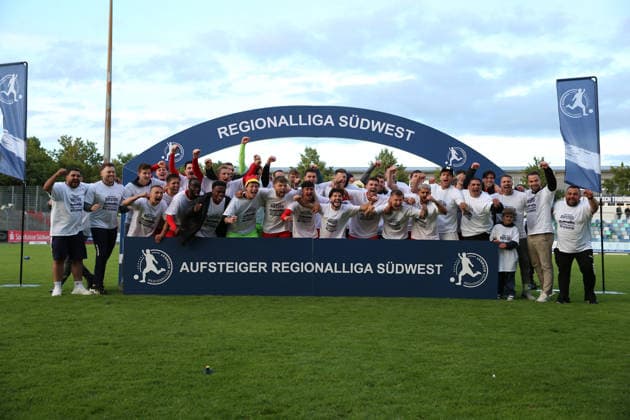 10.06.2026, xrekx, Fussball Relegation Regionalliga Suedwest , FK Pirmasens - VfR Mannheim v.l. Aufsteiger Regioinalliga Suedwest VfR Mannheim (DFL DFB REGULATIONS PROHIBIT ANY USE OF PHOTOGRAPHS as IMAGE SEQUENCES and or QUASI-VIDEO) Pirmasens