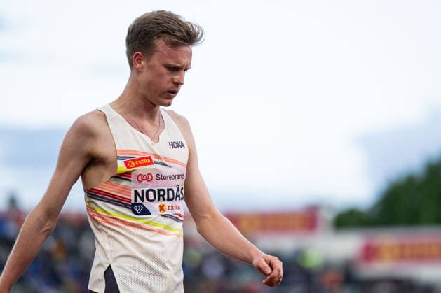 260610 Narve Gilje Nordas of Norway looks dejected after men™s dream mile during the Diamond League athletics competition Bislett Games on June 10, 2026 in Oslo. Photo: Marius Simensen BILDBYRAN COP 238 MM0071 bbeng friidrett friidrott athletics diamond league bislett games 2026 bislett games norge norway depp