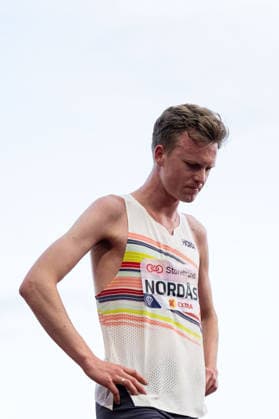 260610 Narve Gilje Nordas of Norway looks dejected after men™s dream mile during the Diamond League athletics competition Bislett Games on June 10, 2026 in Oslo. Photo: Marius Simensen BILDBYRAN COP 238 MM0071 bbeng friidrett friidrott athletics diamond league bislett games 2026 bislett games norge norway depp