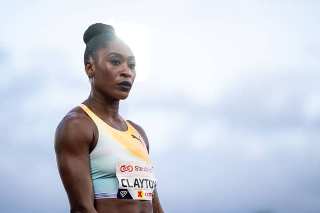 260610 Rushell Clayton of Jamaica ahead of women™s 400 meter hurdles during the Diamond League athletics competition Bislett Games on June 10, 2026 in Oslo. Photo: Marius Simensen BILDBYRAN COP 238 MM0071 bbeng friidrett friidrott athletics diamond league bislett games 2026 bislett games norge norway