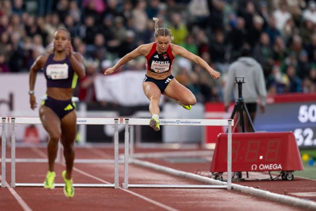 260610 Andrea Rooth of Norway competes in women™s 400 meter hurdles during the Diamond League athletics competition Bislett Games on June 10, 2026 in Oslo. Photo: Marius Simensen BILDBYRAN COP 238 MM0071 bbeng friidrett friidrott athletics diamond league bislett games 2026 bislett games norge norway