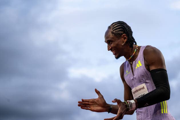 260610 Alison dos Santos of Brazil ahead of men™s 400 meter hurdles during the Diamond League athletics competition Bislett Games on June 10, 2026 in Oslo. Photo: Marius Simensen BILDBYRAN COP 238 MM0071 bbeng friidrett friidrott athletics diamond league bislett games 2026 bislett games norge norway