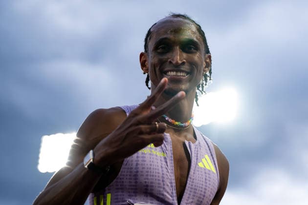 260610 Alison dos Santos of Brazil celebrates after men™s 400 meter hurdles during the Diamond League athletics competition Bislett Games on June 10, 2026 in Oslo. Photo: Marius Simensen BILDBYRAN COP 238 MM0071 bbeng friidrett friidrott athletics diamond league bislett games 2026 bislett games norge norway jubel