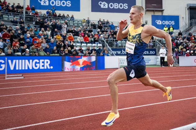 260610 Carl Bengtström of Sweden competes in men™s 400 meter hurdles during the Diamond League athletics competition Bislett Games on June 10, 2026 in Oslo. Photo: Jon Olav Nesvold BILDBYRAN COP 217 MM0071 bbeng friidrett friidrott athletics diamond league bislett games 2026 bislett games norge norway