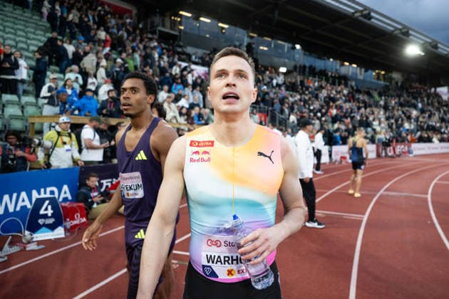 260610 Karsten Warholm of Norway after men™s 400 meter hurdles during the Diamond League athletics competition Bislett Games on June 10, 2026 in Oslo. Photo: Jon Olav Nesvold BILDBYRAN COP 217 MM0071 bbeng friidrett friidrott athletics diamond league bislett games 2026 bislett games norge norway