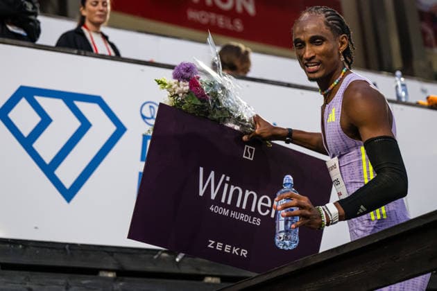 260610 Alison dos Santos of Brazil after men™s 400 meter hurdles during the Diamond League athletics competition Bislett Games on June 10, 2026 in Oslo. Photo: Marius Simensen BILDBYRAN COP 238 MM0071 athletics bbeng bislett games bislett games 2026 diamond league friidrett friidrott norge norway