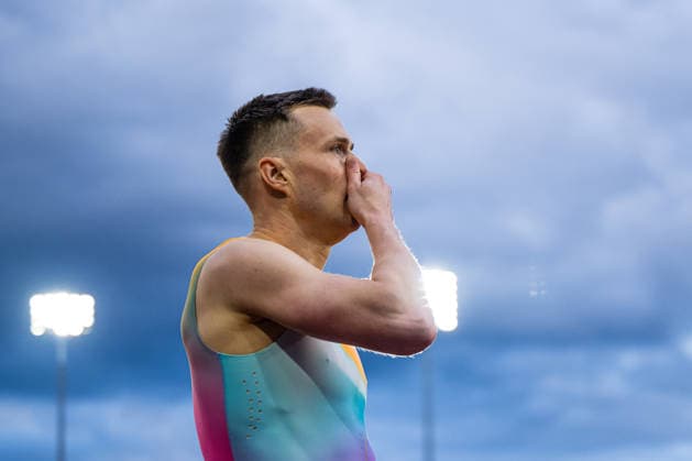 260610 Karsten Warholm of Norway looks dejected after men™s 400 meter hurdles during the Diamond League athletics competition Bislett Games on June 10, 2026 in Oslo. Photo: Marius Simensen BILDBYRAN COP 238 MM0071 athletics bbeng bislett games bislett games 2026 depp diamond league friidrett friidrott norge norway