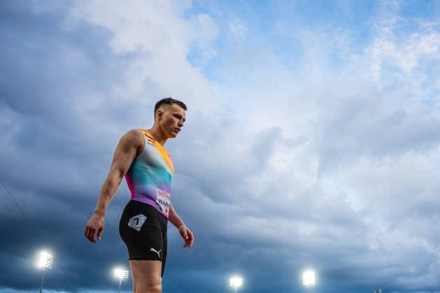 260610 Karsten Warholm of Norway competes in men™s 400 meter hurdles during the Diamond League athletics competition Bislett Games on June 10, 2026 in Oslo. Photo: Marius Simensen BILDBYRAN COP 238 MM0071 athletics bbeng bislett games bislett games 2026 diamond league friidrett friidrott norge norway
