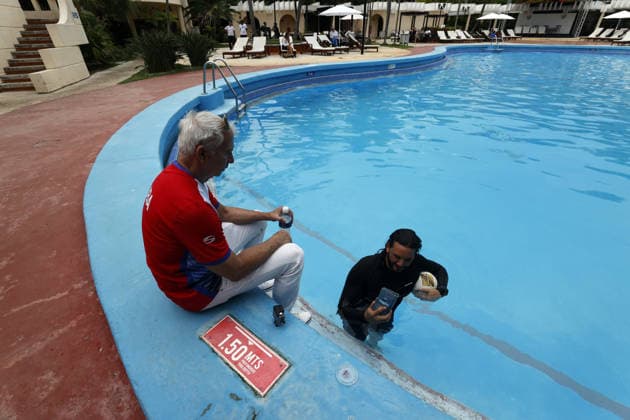 Joel Lefont Guinness World Record holder in Havana HAVANA, CUBA - JUNE 10: Joel Lefont, an athlete skilled in aquatic ball control and a Guinness World Record holder, broke his records for the most touches in one minute and the most touches in 30 seconds this Wednesday in Havana, Cuba. Angelo Mastrascusa Anadolu Havana Cuba. Editorial use only. Please get in touch for any other usage.  Copyright: x2026xAnadoluxAngeloxMastrascusax