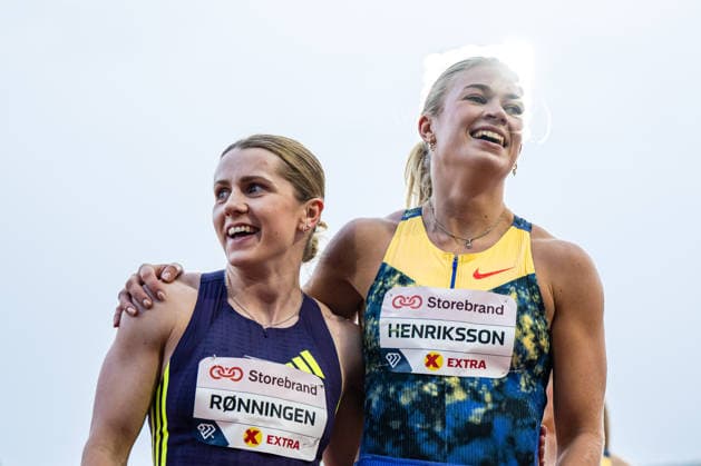 260610 Helene Ronningen of Norway and Julia Henriksson of Sweden after women™s 100 meter final during the Diamond League athletics competition Bislett Games on June 10, 2026 in Oslo. Photo: Marius Simensen BILDBYRAN COP 238 MM0071 athletics bbeng bislett games bislett games 2026 diamond league friidrett friidrott norge norway