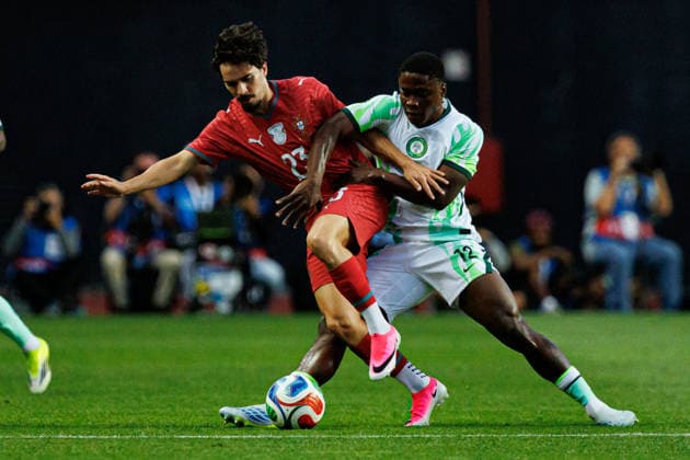 Vitinha and Tochukwu Nnadi seen during International Friendly, Länderspiel, Nationalmannschaft game between national teams of Portugal and Nigeria (Luis Loureiro Ball Raw Images PT) Leiria Estadio Dr. Magalhaes Pessoa Portugal Copyright: xLuisxLoureirox luisloureiro_portugal_nigeria_2526-37