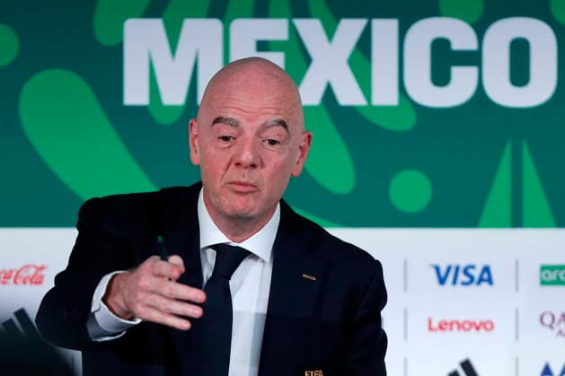Fußball, FIFA WM 2026, Pressekonferenz in Mexiko-City mit Gianni Infantino #2 Infantino attends a press conference, PK, Pressekonferenz on the eve of the FIFA World Cup, WM, Weltmeisterschaft, Fussball 2026 opening match FIFA President Gianni Infantino attends a press conference on the eve of the FIFA World Cup 2026 opening match, in Mexico City, Mexico, 10 June 2026. MEXICO CITY Mexico  Copyright: xISAACxESQUIVELx