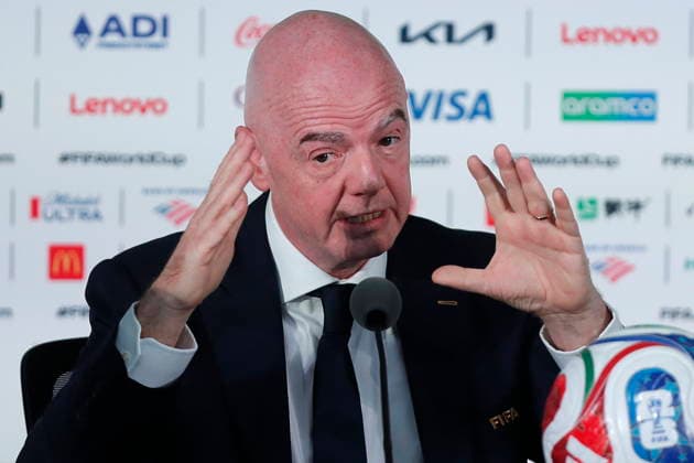 Fußball, FIFA WM 2026, Pressekonferenz in Mexiko-City mit Gianni Infantino #2 Infantino attends a press conference, PK, Pressekonferenz on the eve of the FIFA World Cup, WM, Weltmeisterschaft, Fussball 2026 opening match FIFA President Gianni Infantino attends a press conference on the eve of the FIFA World Cup 2026 opening match, in Mexico City, Mexico, 10 June 2026. MEXICO CITY Mexico  Copyright: xISAACxESQUIVELx