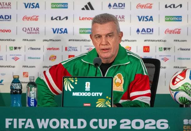 Fußball, Herren, Saison 2025 26, FIFA Word Cup 2026 in Mexiko, Kanada und USA, Mexiko-City ein Tag (Ortszeit) vor dem Eröffnungsspiel, im Bild: Pressekonferenz Trainer Javier Aguirre (Mexiko) im Medienzentrum im Aztekenstadion, 10.06. 2026,