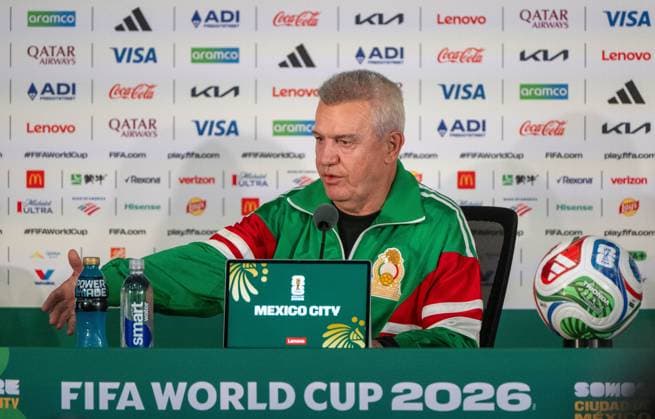 Fußball, Herren, Saison 2025 26, FIFA Word Cup 2026 in Mexiko, Kanada und USA, Mexiko-City ein Tag (Ortszeit) vor dem Eröffnungsspiel, im Bild: Pressekonferenz Trainer Javier Aguirre (Mexiko) im Medienzentrum im Aztekenstadion, 10.06. 2026,