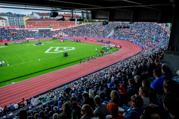 260610 General interior view of Bislett Stadion during the Diamond League athletics competition Bislett Games on June 10, 2026 in Oslo. Photo: Jon Olav Nesvold BILDBYRAN COP 217 MM0071 bbeng friidrett friidrott athletics diamond league bislett games 2026 bislett games arena