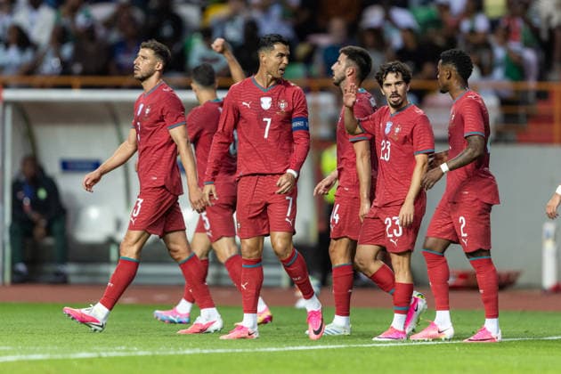 June 10, 2026, Leiria, Leiria, Portugal: LEIRIA, PORTUGAL - June 10: PEDRO NETO from Portugal is seen celebrating his goal with the team during the International Friendly, Länderspiel, Nationalmannschaft match between Portugal v Chile at the EstoÂ¡dio Dr Magalhaes Pessoa on June 10, 2026 in Leiria Portugal Portugal V Nigeria - International Friendly  - ZUMAl192 20260610_zsp_l192_025 Copyright: xMiguelxLemosx