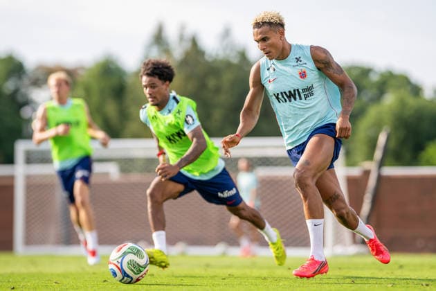 260610 Antonio Nusa of the Norwegian national football team at an open training session during day -1 of the FIFA World Cup, WM, Weltmeisterschaft, Fussball 2026 on June 10, 2026 in Greensboro. Photo: Vegard Grott BILDBYRAN kod VG VG0945 bbeng fotball football soccer fotboll fifa world cup vm fotball-vm norge norway trening träning training practice
