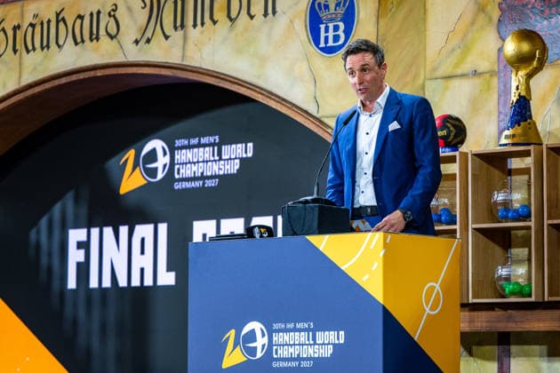 FINAL DRAW IHF MensÂ s Handball World Championship, WM, Weltmeisterschaft Germany 2027; 10.06.2026 Im Hofbräuhaus in München findet heute die finale Gruppenauslosung für die Handball WM 2027 statt - im Bild Pascal JENNY