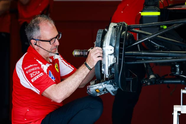 F1 - BARCELONA-CATALUNYA GRAND PRIX 2026 Scuderia Ferrari SF-26, mechanical detail of Carbon Industrie brakes system, and suspensions on the car of HAMILTON Lewis (gbr), mechanic, during the Formula 1 Barcelona-Catalunya Grand Prix 2026, 7th round of the 2026 Formula One World Championship, WM, Weltmeisterschaft from June 12 to 14, 2026 on the Circuit de Barcelona-Catalunya, in Montmelo, Spain - MontmeloSpain Copyright: xFLORENTxGOODENx