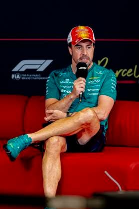 BARCELONA - Formula 1 driver Fernando Alonso of Aston Martin Aramco Formula 1 Team during the press conference, PK, Pressekonferenz at the Formula 1 Spain-Catalonia at the Circuit de Barcelona-Catalunya on June 11, 2026 in Barcelona, Spain. (Photo by DeFodi Images) -