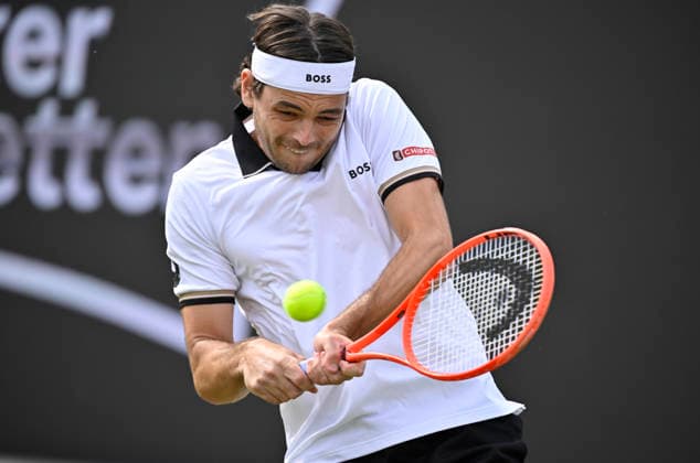 Taylor Fritz (USA) Aktion Tennis Herren BOSS Open ATP, Tennis Herren 250 Stuttgart 2026 Weissenhof BOSS Open ATP 250 Stuttgart 2026